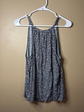 Old Navy Navy and White Floral Halter-Style Tank